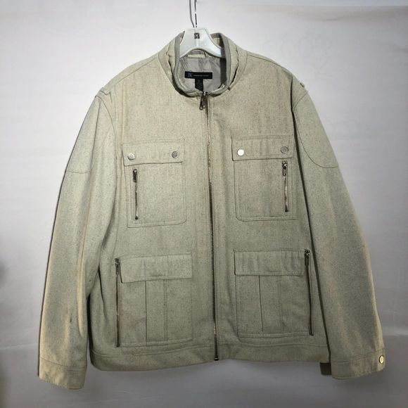INC International Concepts Other - International Concepts Beige Wool Blend Full Zipped Jacket 4 Front Pockets XXL